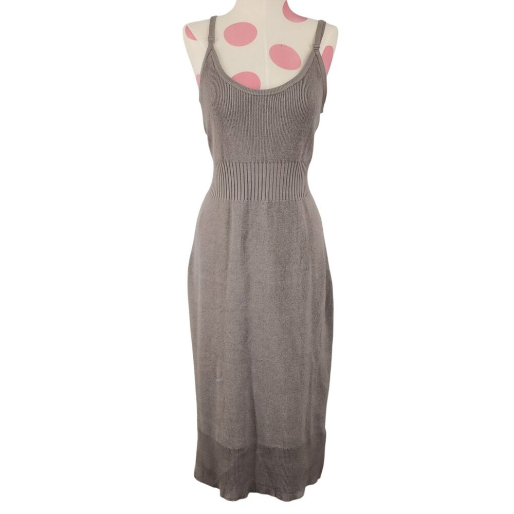 Women's Freshman 1996 Sweater Dress Bodycon Tight Large Taupe Long Sleeveless